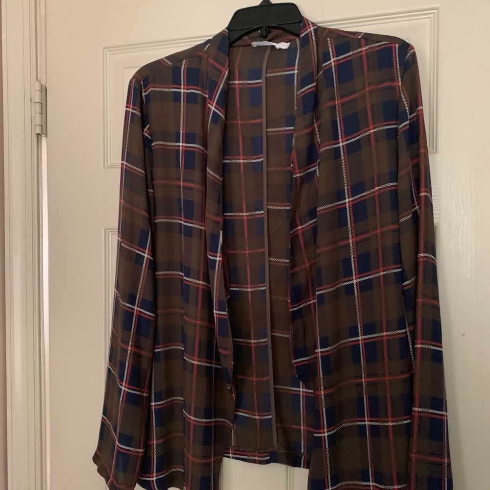 Lush Cute Plaid Sheer Blazer Size Lg